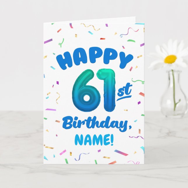 Cartão Happy 61st Birthday Card with Custom Name (Planta pequena)
