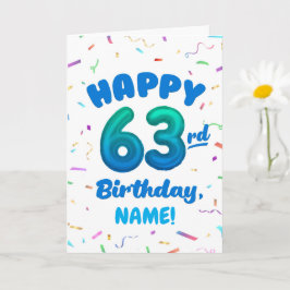 Cartão Happy 63rd Birthday Card with Custom Name