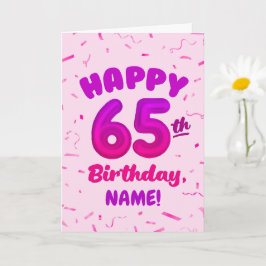 Cartão Happy 65th Birthday Card with Custom Name