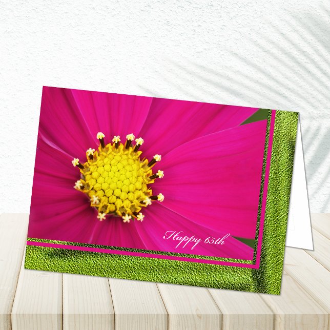 Cartão Happy 65th Birthday Greeting Card -- Pink Cosmos (Criador carregado)
