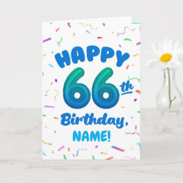 Cartão Happy 66th Birthday Card with Custom Name