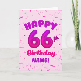 Cartão Happy 66th Birthday Card with Custom Name