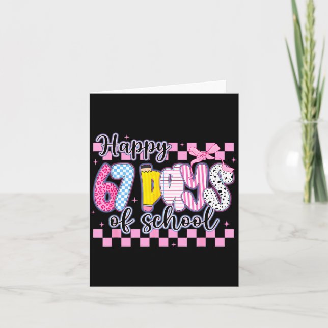 Cartão Happy 67 Days Of School Six Seven Meme Boy Girl Te (Frente)