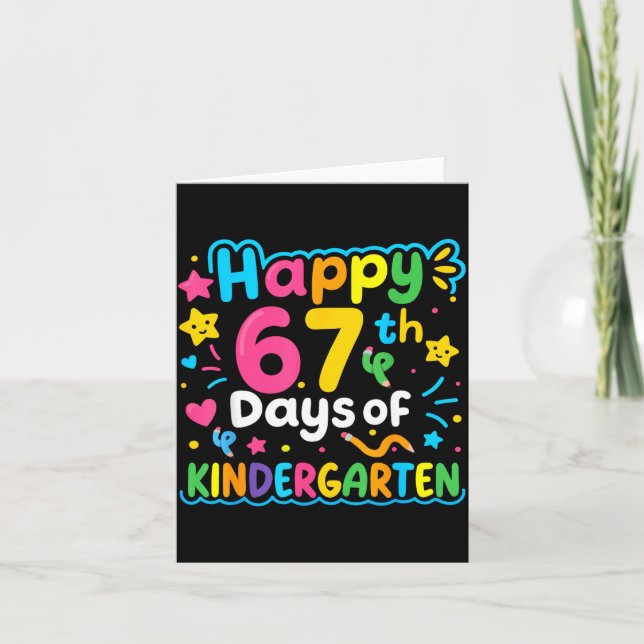 Cartão Happy 67th Day Of Kindergarten School Meme 67 Kids (Frente)