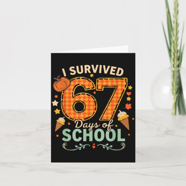 Cartão Happy 67th Day Of School Funny Teacher Thanksgivin (Frente)