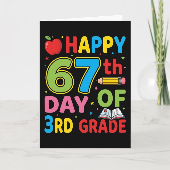 Cartão Happy 67th Day of School Teacher Cute Classroom (Frente)