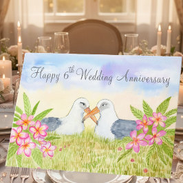 Cartão Happy 6th Wedding Anniversary Laysan Albatross