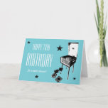 Cartão Happy 70th Birthday Retro Greetings Card Blue<br><div class="desc">Happy 70th Birthday To A Real Classic!. Design by Anna-Marie Bush.</div>