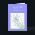 Cartão Happy 70th Birthday Watercolor Dragonfly Nature<br><div class="desc">Happy70th Birthday Watercolor Dragonfly Pond or Garden Nature</div>