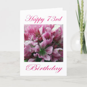 Cartão Happy 73rd Birthday Pink and Green Flower