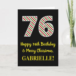 Cartão Happy 76th Birthday & Merry Christmas, Custom Name