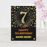 Cartão Happy 7th Birthday Black & Gold Rainbow Firework<br><div class="desc">Fun,  cheerful and colourful design birthday card. 
Firework in bright rainbow colours. Faux gold big number on black. 
Get this cheerful card to celebrate your friend or family!</div>