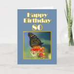 Cartão Happy 80th Birthday Monarch Butterfly<br><div class="desc">A symbol of beauty and endurance,  the Monarch Butterfly is a beautiful way to celebrate a birthday.  In North America,  the Monarch Butterfly makes an extraordinary migration every winter to Mexico,  where it spends the season,  returning north in the spring.</div>