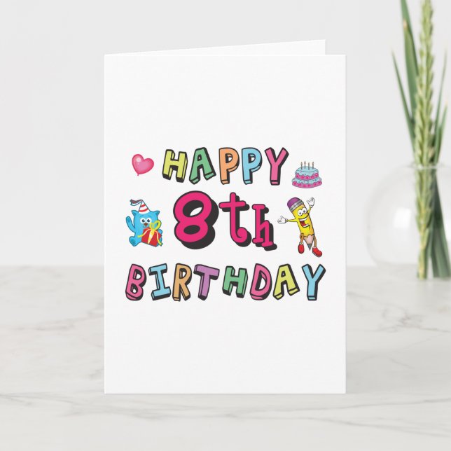 Cartão Happy 8th Birthday. 8 year b-day surprise (Frente)