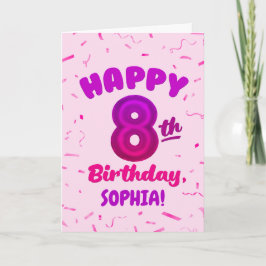 Cartão Happy 8th Birthday Card with Custom Name
