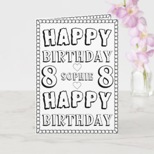 Cartão Happy 8th Birthday Colouring Card
