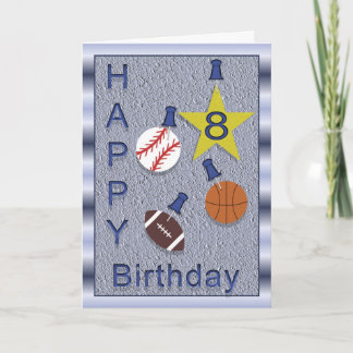 Cartão Happy 8th Birthday Sports Themed Card