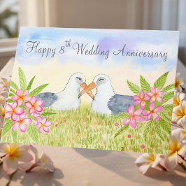 Cartão Happy 8th Wedding Anniversary Laysan Albatross