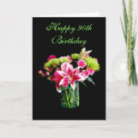 Cartão Happy 90th Birthday, Stargazer Lily Bouquet<br><div class="desc">This card features a bouquet of stargazer lilies,  roses,  chrysanthemum and carnations.</div>