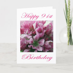 Cartão Happy 91st Birthday Pink and Green Flower