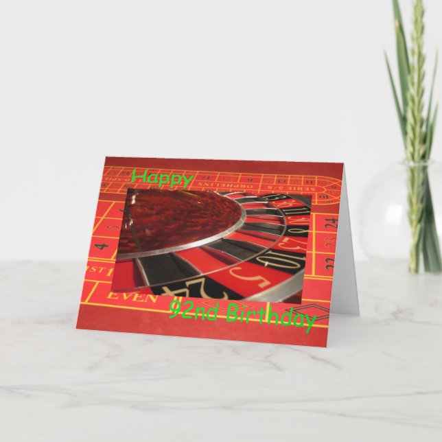 Cartão Happy 92nd Birthday Roulette Wheel (Frente)