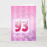 Cartão Happy 93rd Birthday Grand Mother Great-Aunt Mum<br><div class="desc">Greeting side 1: Congratulations on your birthday. Greeting side 2: Thinking of you with love on your birthday and wishing you everything that brings you happiness & joy today and always.</div>