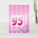 Cartão Happy 95th Birthday Grand Mother Great-Aunt Mum<br><div class="desc">Greeting side 1: Congratulations on your birthday. Greeting side 2: Thinking of you with love on your birthday and wishing you everything that brings you happiness & joy today and always.</div>