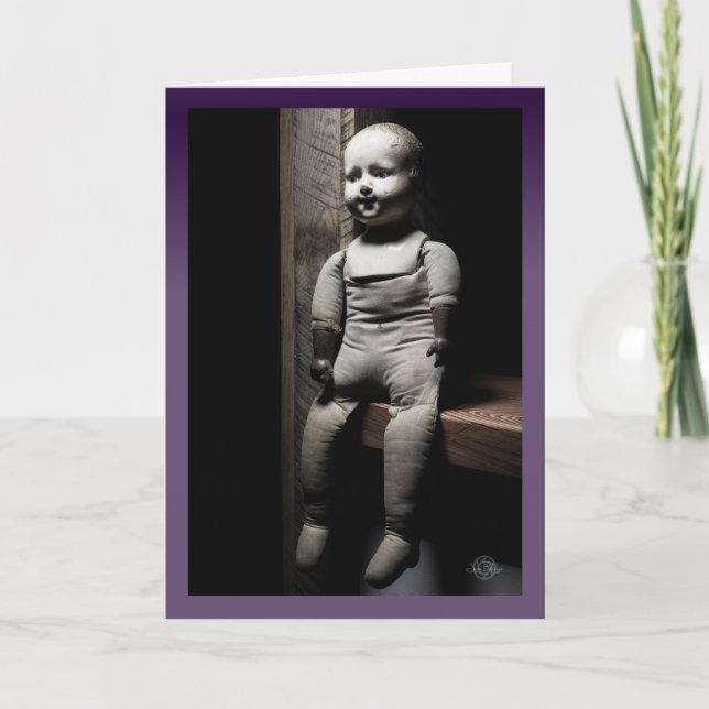 Cartão Happy All Hallow's Eve - creepy Halloween Robert (Frente)