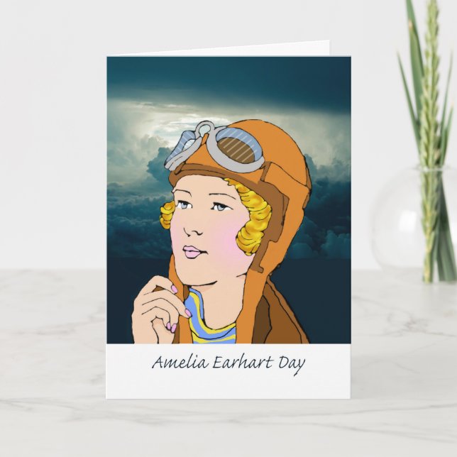 Cartão Happy Amelia Earhart Day, Aviatrix, Female Pilot (Frente)
