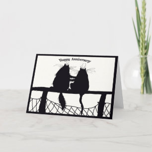 Cartão happy Anniversary ,cat couple