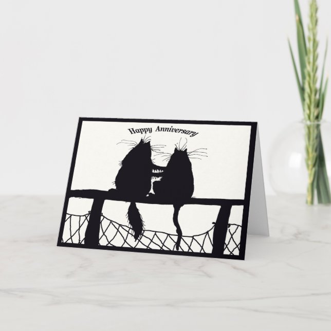 Cartão happy Anniversary ,cat couple (Frente)