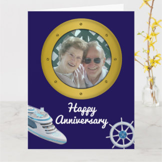 Cartão Happy Anniversary Cruise Ship Romantic Nautical