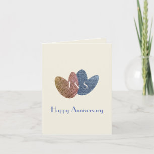 Cartão Happy Anniversary Cute Denim Hearts