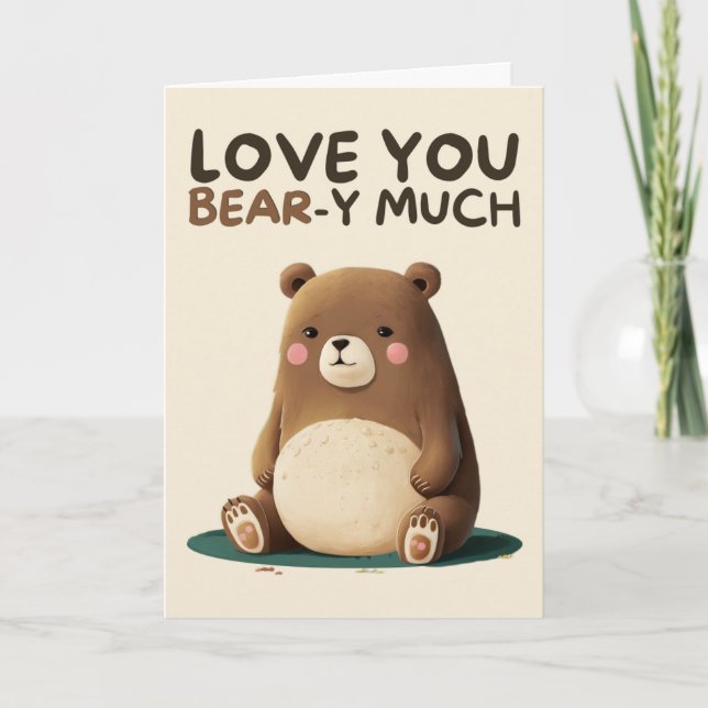 Cartão Happy Anniversary Cute Funny Simple Bear Card (Frente)