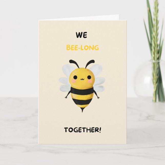 Cartão Happy Anniversary Cute Funny Simple Bee Card (Frente)