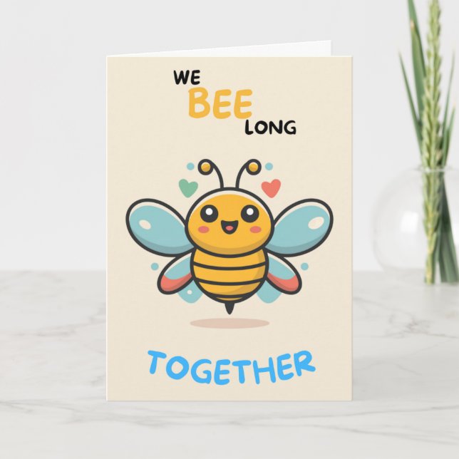 Cartão Happy Anniversary Cute Funny Simple Bee Card (Frente)