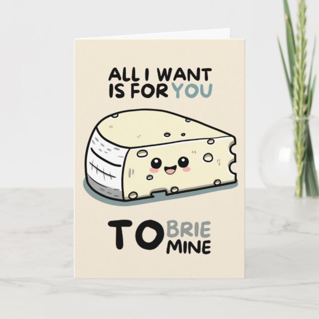 Cartão Happy Anniversary Cute Funny Simple Brie Card (Frente)