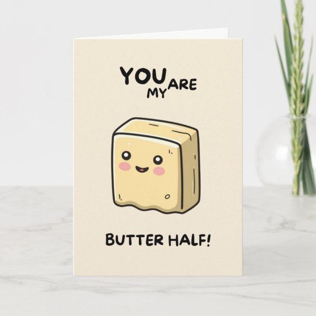 Cartão Happy Anniversary Cute Funny Simple Butter Card (Frente)