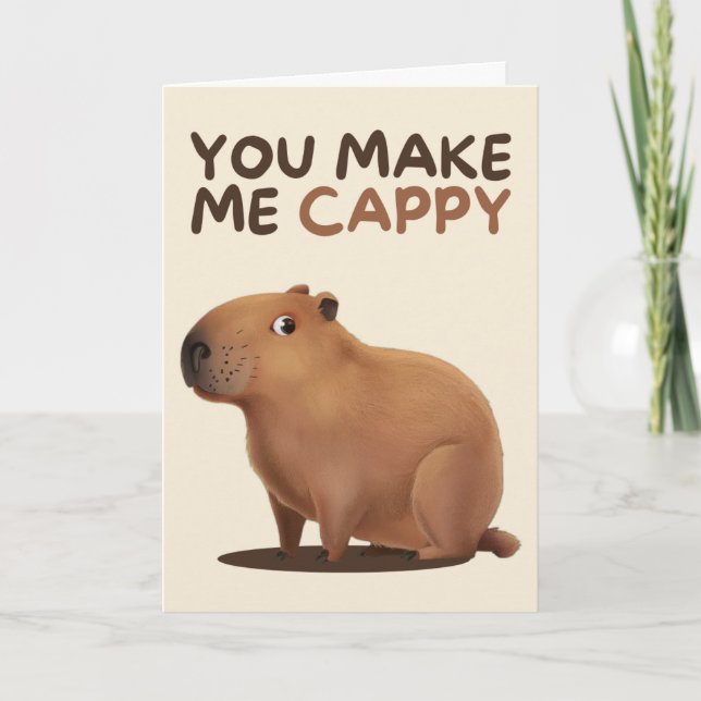 Cartão Happy Anniversary Cute Funny Simple Capybara Card (Frente)