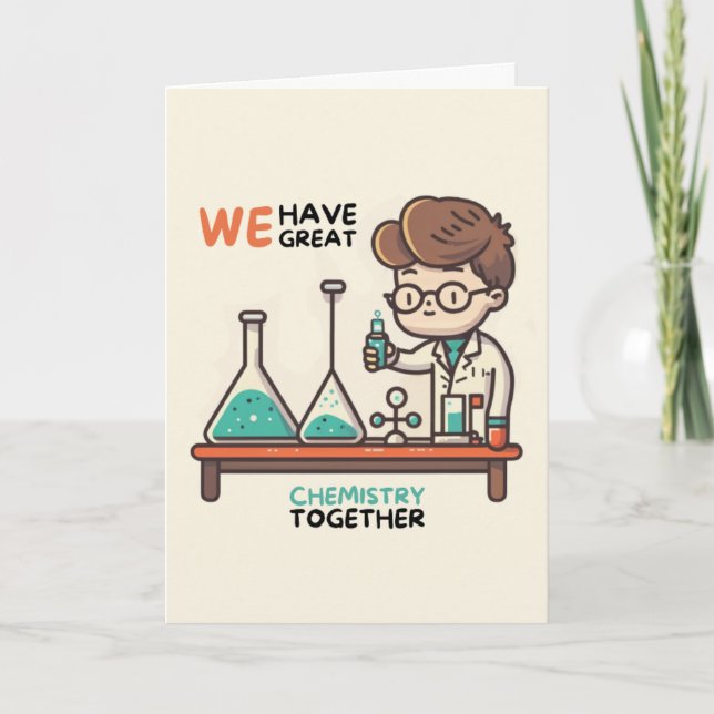 Cartão Happy Anniversary Cute Funny Simple Chemistry Card (Frente)