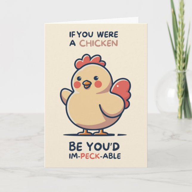 Cartão Happy Anniversary Cute Funny Simple Chicken Card (Frente)