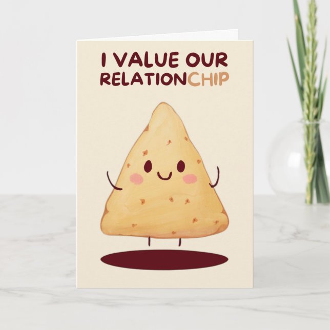 Cartão Happy Anniversary Cute Funny Simple Chip Card (Frente)