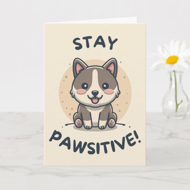 Cartão Happy Anniversary Cute Funny Simple Dog Card  (Planta pequena)