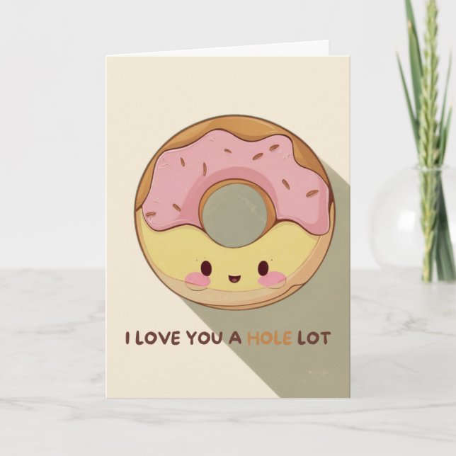 Cartão Happy Anniversary Cute Funny Simple Donut Card (Frente)