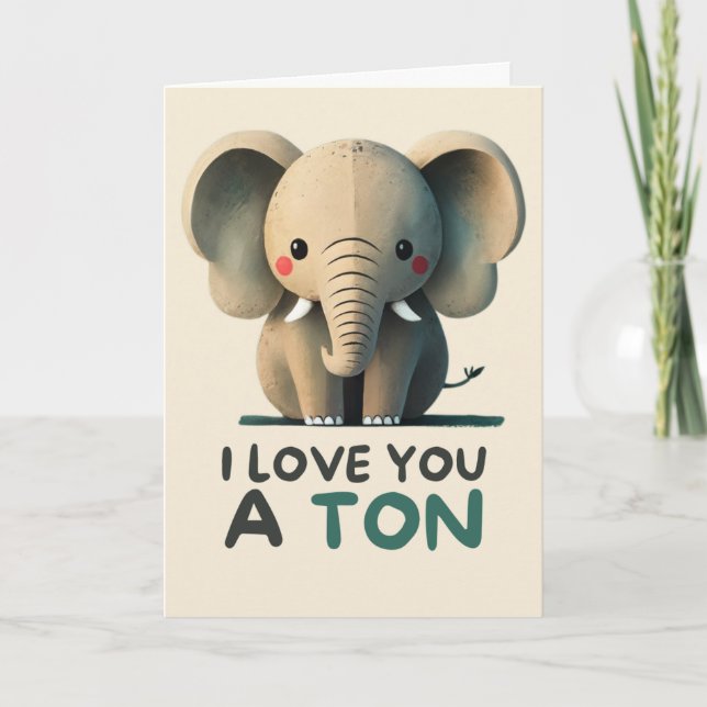 Cartão Happy Anniversary Cute Funny Simple Elephant Card (Frente)