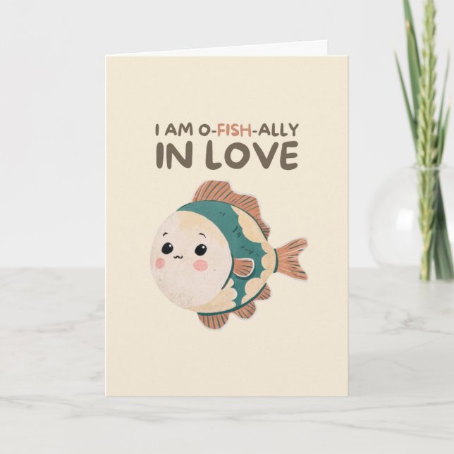 Cartão Happy Anniversary Cute Funny Simple Fish Card (Frente)