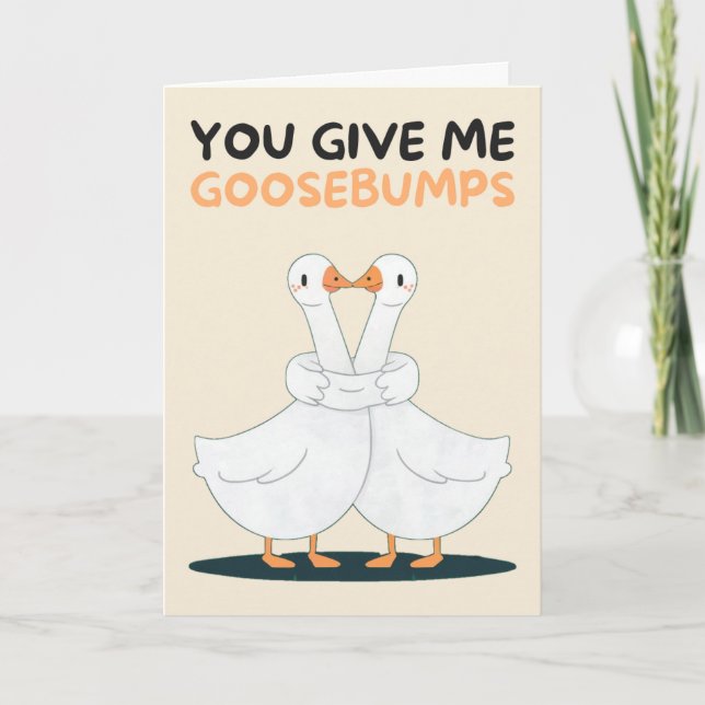 Cartão Happy Anniversary Cute Funny Simple Goose Card (Frente)
