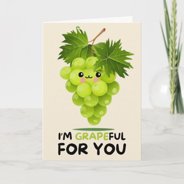 Cartão Happy Anniversary Cute Funny Simple Grape Card (Frente)