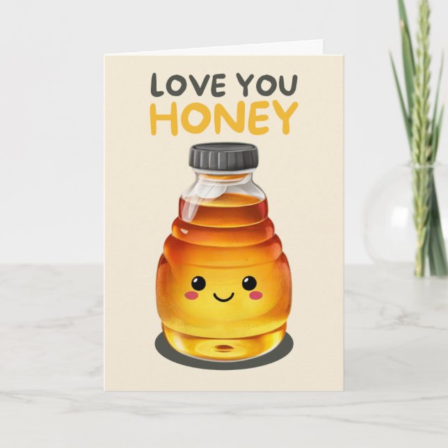 Cartão Happy Anniversary Cute Funny Simple Honey Card (Frente)
