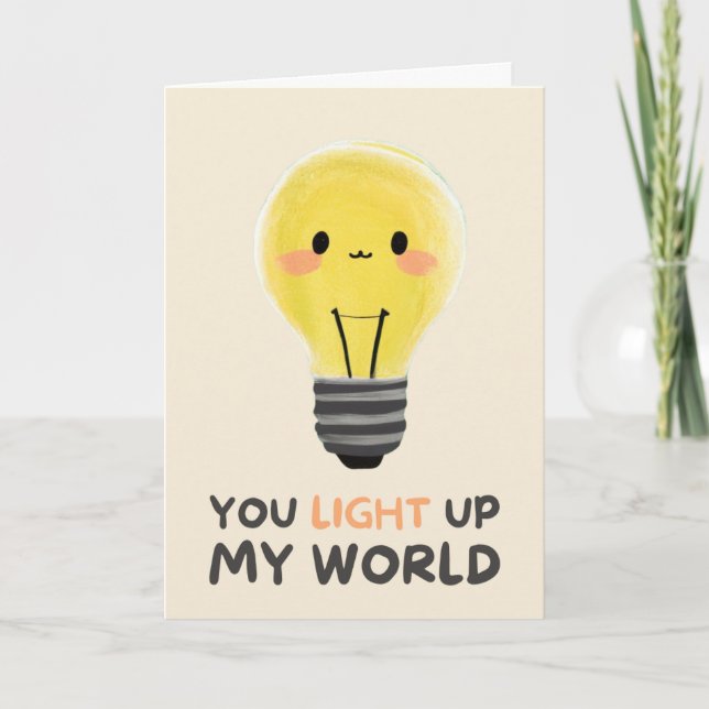 Cartão Happy Anniversary Cute Funny Simple Light Card (Frente)